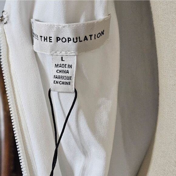 Dress the‎ Population Emilia Sequin Long-sleeve Ruched Dress Size Large  NWT - Picture 8 of 11